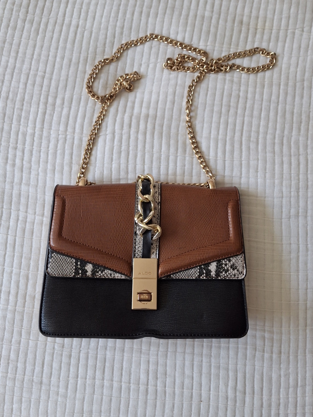 ALDO Two-Tone Brown & Black Chain Shoulder Bag
